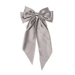 Qixiu Haarspange Bowknot Haarnadel Vintage Mode Band Haarspange Satin Frauen Schleife Stirnband Schweißvorhang Schiene (Grey, One Size) von Qixiu