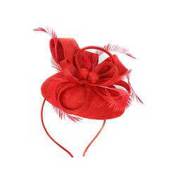 Qixiu Hochzeit Casual Clip Frauen Haar Fascinator Kopfschmuck Handgefertigtes Stirnband Stirnbänder Damen Winter Mit Fleece (Red, One Size) von Qixiu