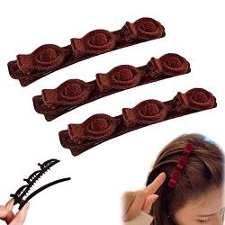 3Pcs Double Retro Layer Twist Plait Hair Flocking Texture Braided Hair Clips, Contracted Hairpin for Women Girls Braided Hair. (Brown) von Qklovni