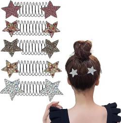 5PCS Invisible Star hair clip, Stretchable Invisible Hair Clips, U Shape Hair Finishing Fixer Comb, Cute Invisible Hair Holder, Hair Styling Tools For Girls. von Qklovni