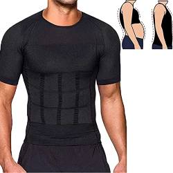 Men's Compression Short-Sleeve T-Shirt, Seamless Short Sleeve Tank Top Slimming Sports Baselayer Tops (XL, Black) von Qklovni