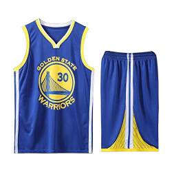 Qkydky Basketball Trikot Kinder 2 Stücke,Basketball Kinder Trikot and Shorts,Sleeveless Basketball Trikot,Jungen Trikot Basketball Kinder, für 3-14 Kinder(Blau, 5-6 Jahre,M) von Qkydky