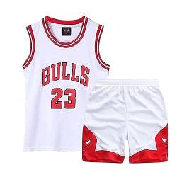 Basketball Kinder Trikot 2 Stücke,Mode Basketball Kleidung Kinder,Jungen Basketball Trikot Kinder,Basketball Kinder Kleidung Jungs,Basketball Jersey,Basketball Weste Kinder (XXL, 11-14 Jahre, Weiß) von Qkydky