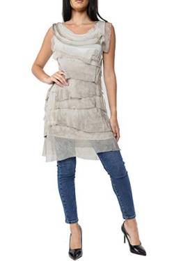 Qmart Neues italienisches Damen Top Kleid für Frauen Flap Over Shredded Layer Look Plain Plissee Rüschenkleider von Qmart