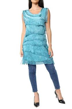 Qmart Neues italienisches Damen Top Kleid für Frauen Flap Over Shredded Layer Look Plain Plissee Rüschenkleider von Qmart