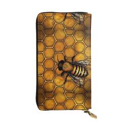 QmeNa Bee Honeybee Leder-Clutch-Geldbörse mit Reißverschluss, für Dating, Reisen, Einkaufen, Valentinstagsgeschenk, Schwarz , Einheitsgröße von QmeNa