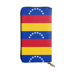 QmeNa Lange Clutch-Geldbörse aus Leder mit Flagge von Venezuela, mit Reißverschluss, für Dating, Reisen, Einkaufen, Valentinstagsgeschenk, Schwarz , Einheitsgröße von QmeNa