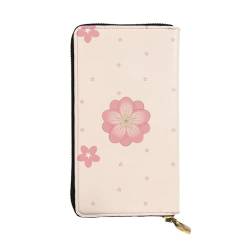 QmeNa Little Pink Cherry Blossoms Leder-Clutch-Geldbörse mit Reißverschluss, für Dating, Reisen, Einkaufen, Valentinstagsgeschenk, Schwarz , Einheitsgröße von QmeNa