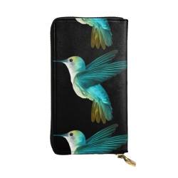 QmeNa Niedliche Kolibri-Leder-Clutch-Geldbörse mit Reißverschluss, für Verabredungen, Reisen, Einkaufen, Valentinstagsgeschenk, Schwarz , Einheitsgröße von QmeNa