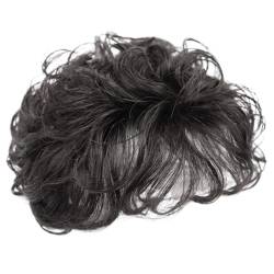 Haarteile, schwarze Haaropper für Frauen lockiges synthetisches Haar Topper mit Pony 5.1 Atmungsfreie Topper Haarstücke flauschiger Clip in natürlichen Perücken Topper für alle Typen von QmjdDymx