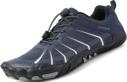 Qomo goose Barfußschuhe Damen Barfussschuhe Herren Fitnessschuhe Traillaufschuhe Weich Leicht rutschfest Trainingsschuhe Tragbar Breiter Zehenbox, Outdoor & Indoor(Blau 43 EU) von Qomo goose