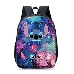 Stitch Rucksack, Stitch Rucksäcke Kinder, Stitch Schulrucksack, Stitch Cartoons Hohe Kapazität Schultasche, Kinderrucksäcke für Jungen Mädchen, Geschenke Rucksack für Kinder (A) von Qooloo