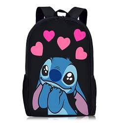 Stitch Rucksack, Stitch Rucksäcke Kinder, Stitch Schulrucksack, Stitch Cartoons Hohe Kapazität Schultasche, Kinderrucksäcke für Jungen Mädchen, Geschenke Rucksack für Kinder (B) von Qooloo