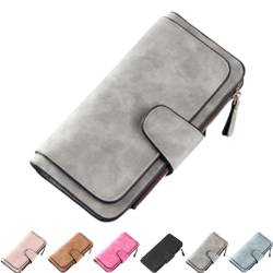 Qosigote Small Wallets for Women Clearance, Women Large Capacity Credit Card Wallet, Retro Glamorous Multiple Slots Women Wallets, PU Leather Trifold Wallets, Simple Look and Classic Colors (Grey) von Qosigote