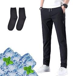 Qosneoun Janenisa Men's Fast Dry Stretch Pants, Ice Silk Breathable Fast Dry Stretch Pants (Black,L) von Qosneoun