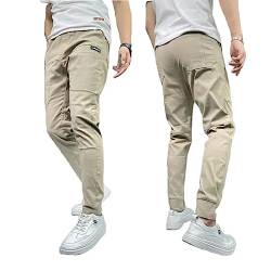 Qosneoun Men's High Stretch Multi-Pocket Skinny Cargo Pants, Skinny Multi Pocket Cargo Pants for Men, Mens Casual Joggers Pants (as3, Numeric, Numeric_32, Regular, Regular, Khaki) von Qosneoun