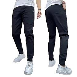 Qosneoun Men's High Stretch Multi-Pocket Skinny Cargo Pants, Skinny Multi Pocket Cargo Pants for Men, Mens Casual Joggers Pants (as3, Waist, Numeric_35, Regular, Regular, Black) von Qosneoun