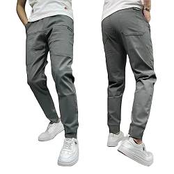 Qosneoun Men's High Stretch Multi-Pocket Skinny Cargo Pants, Skinny Multi Pocket Cargo Pants for Men, Mens Casual Joggers Pants (as3, Waist, Numeric_36, Regular, Regular, Grey) von Qosneoun