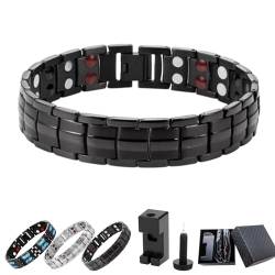 Qosneoun Noruion Far-Infrarot-Ionen-Armband, Noruion Far Infrared Ionizer Bracelet, Magnetarmband Magnetbänder Für Herren Herrenarmband Längenverstellbar Mit (Black) von Qosneoun