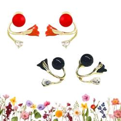 Qosneoun Versatile Tulip Flower Earrings, Tulip Flower Versatile Earrings, Women's Tulip Flower Pearl Exquisite Zircon Geometric Shape Earrings for Women Girls (2-D) von Qosneoun