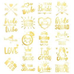 Qpout 20 Blatt Junggesellinnenabschied Tattoos Set Bachelorette Party Favors Gefälschte Flash Metallic Tattoo Aufkleber für Mädchen Frauen Tun Nacht Hochzeitsdekoration Braut Team Braut Tribe Zubehör von Qpout