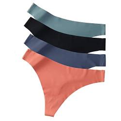 Qrity 4 Stück Frauen Nahtlose String Slips, Damen Nahtlose Höschen, Damen EIS Seide Unterwäsche, Frauen Niedrige Taille Weich Unterhosen -S von Qrity