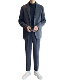 Qrkoda Herren Cord 2-Teilige Anzug Anpassbare Schlanke Passform Jacke und Hose für Casual Täglich von Qrkoda