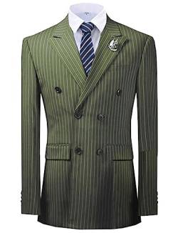 Qrkoda Herren Streifen Anzug 3-Teiliges Set Anpassbare Jacke Weste Hose Smoking für Formale Hochzeit von Qrkoda