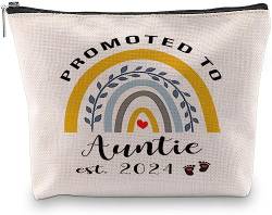 Qsavet Neue Tante Geschenke 2024, Promoted To Auntie 2024, Schwangerschaft Ankündigung Idee Neue Tante Geschenke, Neue Tante Geschenke zum ersten Mal von Schwester, Tante zu sein, Make-up-Tasche von Qsavet