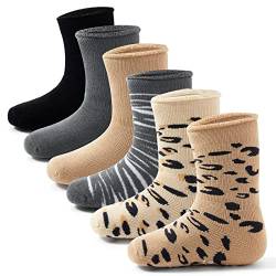 Qterdiz Baby Anti Rutsch Wintersocken Baby Jungen Warme Frottee Socken Baby Mädchen Dicke Thermosocken 6 Paar 0-12 Monate von Qterdiz