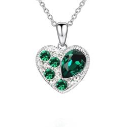 G! Halskette 'Herz', verziert mit funkelnden Kristallen von Swarovski®, Farbe: weißgold, grün von Quadiva