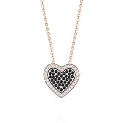 G! Halskette 'Herz', verziert mit funkelnden Kristallen von Swarovski®, Farbe: rosegold, schwarz von Quadiva