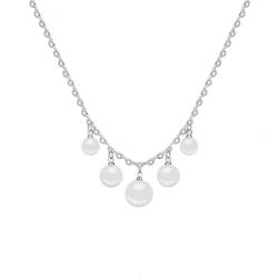 Halskette 'Perlen', verziert mit funkelnden Perlen von Swarovski®, Farbe: weißgold, weiße Perlen von Quadiva