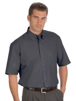 Qualityshirts Kurzarm Uni Hemd Button Down, Gr. 3XL (47/48), anthrazit von Qualityshirts