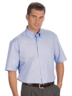 Qualityshirts Kurzarm Uni Hemd Button Down, Gr. 3XL (47/48), hellblau von Qualityshirts