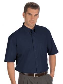 Qualityshirts Kurzarm Uni Hemd Button Down, Gr. 4XL (49/50), dunkelblau von Qualityshirts