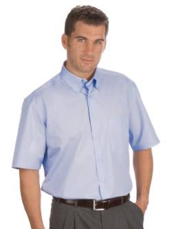 Qualityshirts Kurzarm Uni Hemd Button Down, Gr. 5XL (51/52), hellblau von Qualityshirts