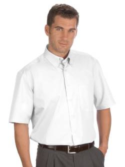 Qualityshirts Kurzarm Uni Hemd Button Down, Gr. 6XL (53/54), weiß von Qualityshirts