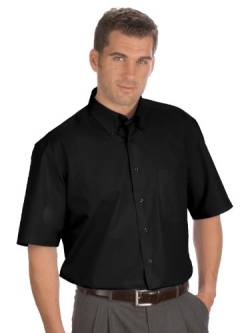 Qualityshirts Kurzarm Uni Hemd Button Down, Gr. XL (43/44), schwarz von Qualityshirts