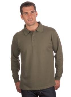 Qualityshirts Langarm Polo Shirt, Gr. 3XL, Oliv von Qualityshirts