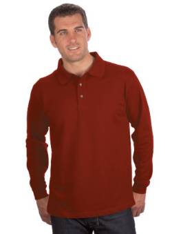 Qualityshirts Langarm Polo Shirt, Gr. 6XL, weinrot von Qualityshirts