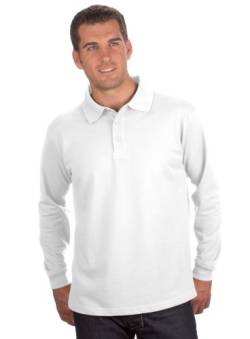 Qualityshirts Langarm Polo Shirt, Gr. L, weiß von Qualityshirts