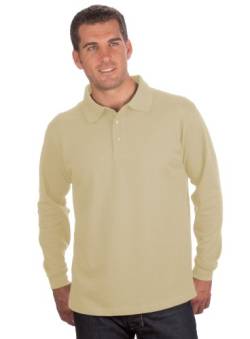Qualityshirts Langarm Polo Shirt, Gr. S, beige von Qualityshirts