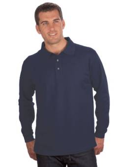 Qualityshirts Langarm Polo Shirt, Gr. XXL, dunkelblau von Qualityshirts