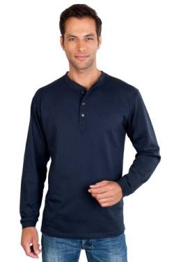 Qualityshirts Langarm Serafino Shirt mit Knopfleiste Gr. XL dunkelblau von Qualityshirts