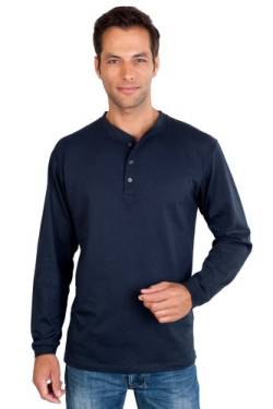 Qualityshirts Langarm Serafino Shirt mit Knopfleiste Gr. XXL dunkelblau von Qualityshirts