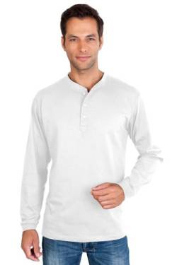 Qualityshirts Langarm Serafino Shirt mit Knopfleiste Gr. XXL weiß von Qualityshirts