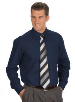 Qualityshirts Langarm Uni Hemd Button Down, Gr. 6XL (53/54), dunkelblau von Qualityshirts