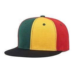 Quanhaigou Klassische Snapback Mütze Hip Hop Flat Bill Visor Cap - Unisex Erwachsene Adjustable Baseball Hüte, Grün / Gelb / Rot, Einheitsgröße von Quanhaigou
