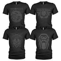 4er-Pack T-Shirt Nordischer Wikinger | Rabe | Runen | Walküre | Ragnarök | Vikings | Walhalla | Midgard | Tshirt der nordischen Mythologie von Quarter Mile Clothing